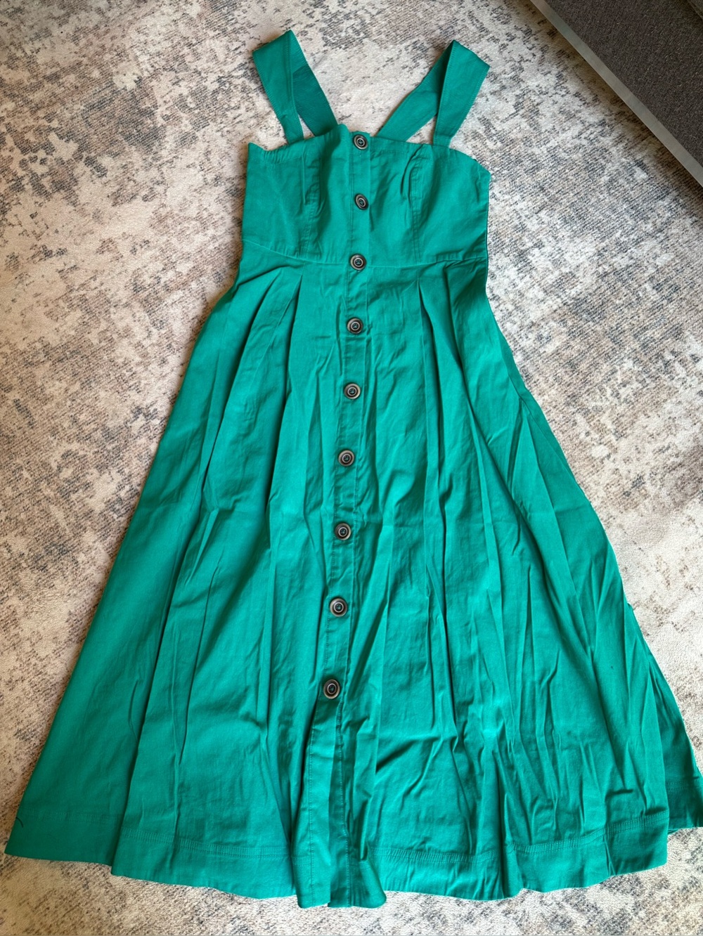 MAEVE ANTHROPOLOGIE GREEN BUTTON FRONT MIDI DRESS SZ 8 BROKEN ZIPPER AS IS - Picture 5 of 13